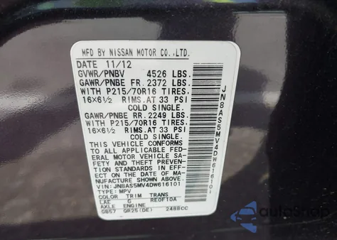 2013 Nissan Rogue S z USA, uszkodzony, nr VIN JN8AS5MV4DW616101